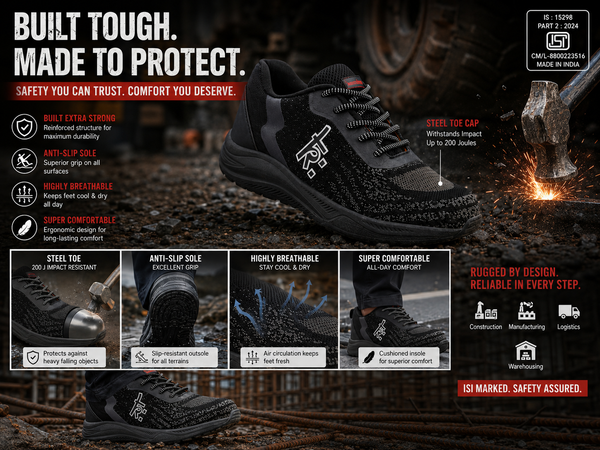 Kavacha Steel Toe Safety Shoe S232 with Knitted Upper and Foam Comfort & Phylon TPR Sole