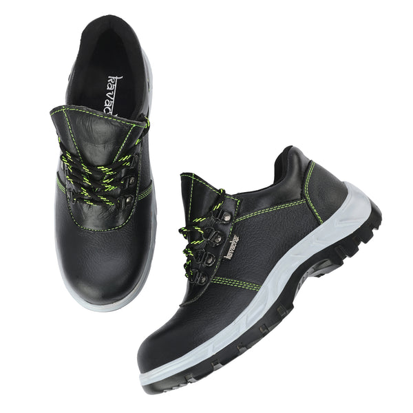 Kavacha Pure Leather Steel Toe Safety Shoe, S130 (Black)