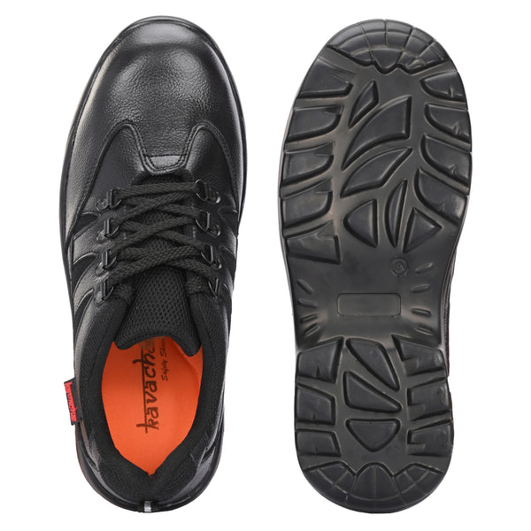 Kavacha Steel Toe Safety Shoe s139 with Pure Leather Upper and PU (Polyurethane) Sole