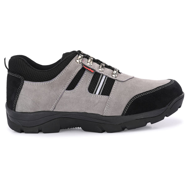 Kavacha Suede Leather Steel Toe Safety Shoe R 502 Grey Rubber Sole (Plus Size)