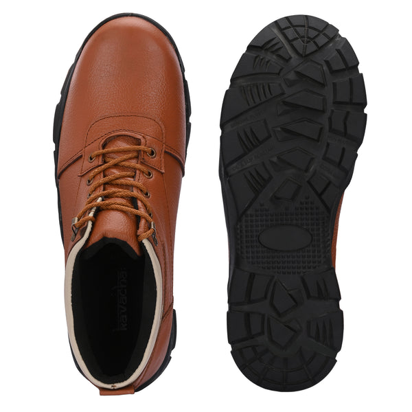 Kavacha Steel Toe Safety Shoe s247 with Pure Leather Upper and Foam Comfort & Rubber Sole (Plus Size)