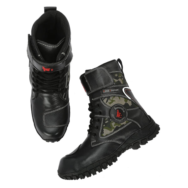 Kavacha Bullet 8 inch Long Motorcycling Boot / Water Resistant / Rubber sole ( with Gear Shifter ) (Green)