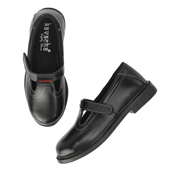Kavacha Pure Leather Steel Toe Women's/ Ladies Safety Shoe S132 (Black)