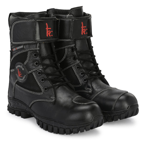 Kavacha Bullet 8 inch Long Motorcycling Boot / Water Resistant / Rubber sole ( with Gear Shifter )