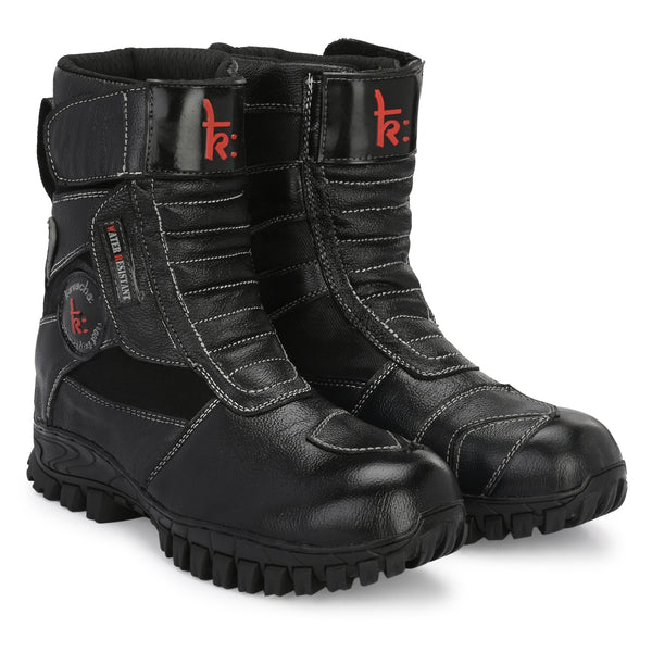Kavacha Classic 8 inch Long Motorcycling Boot / Water Resistant / Rubber sole ( with Gear Shifter ) (Black)