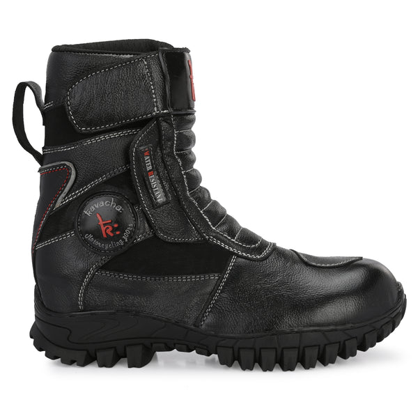 Kavacha Classic 8 inch Long Motorcycling Boot / Water Resistant / Rubber sole ( with Gear Shifter )