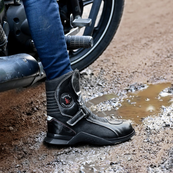 Kavacha Dominar 8 inch Long Motorcycling Boot / Water Resistant / Rubber sole ( with Gear Shifter )