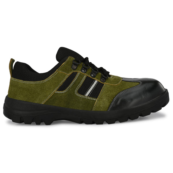 See and Wear Suede Leather Steel Toe Safety Shoe 403 Olive PU Sole