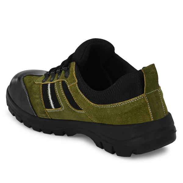 Manslam Suede Leather Steel Toe Safety Shoe 403 Olive PU Sole