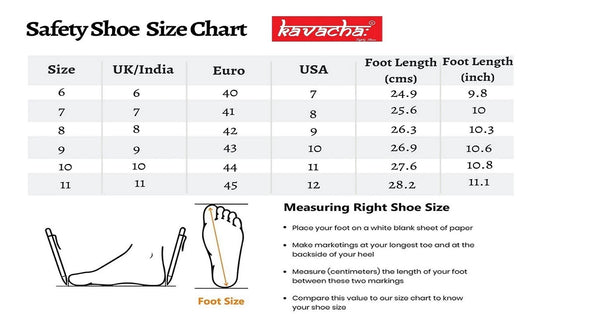 Kavacha Steel Toe Safety Shoe s220 with Pure Leather Upper and Foam Comfort & Rubber Sole (Plus Size)