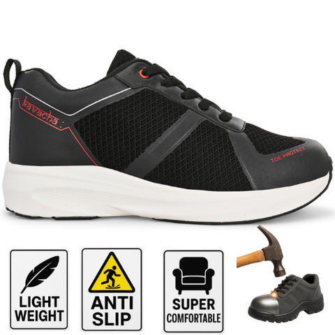 Kavacha Steel Toe Safety Shoe Air S250 with Mesh Upper and Phylon Rubber sole and Super soft EVA insocks