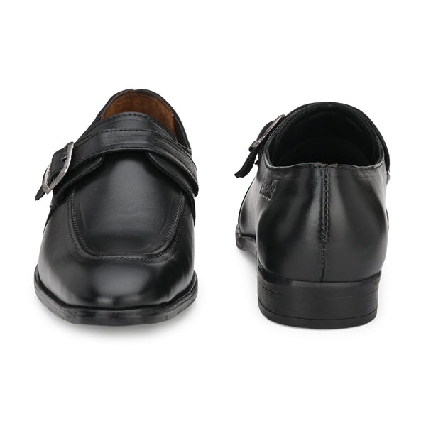Pure Leather , Italic designed formal Shoe , S806 Monk Strap Shoe For Men  (Black)