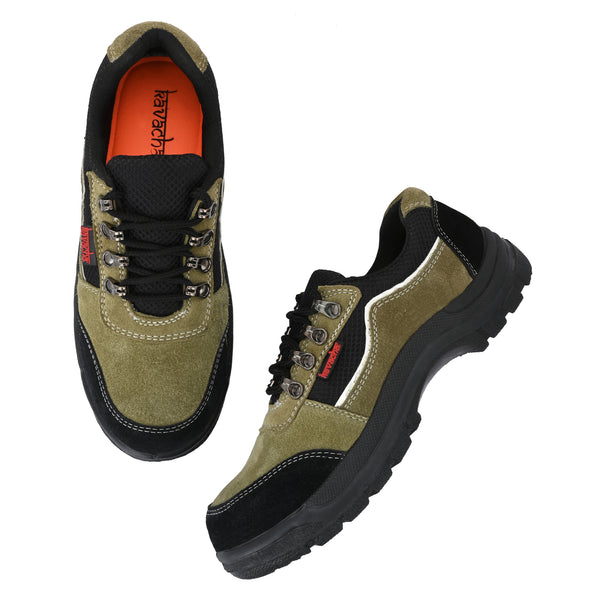 Kavacha Suede Leather Steel Toe Safety Shoes 501 PVC Sole (Sale@349)