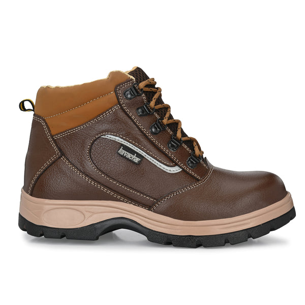 Kavacha Pure Leather Steel Toe Safety Shoe, S120 (Brown)