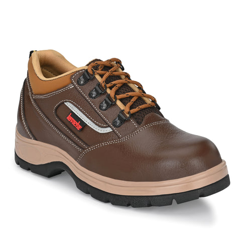 Kavacha Pure Leather Steel Toe Safety Shoe, S122 (Brown)
