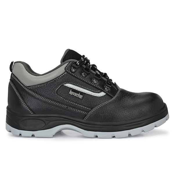 Kavacha Pure Leather Steel Toe Safety Shoe, S123 (Black)