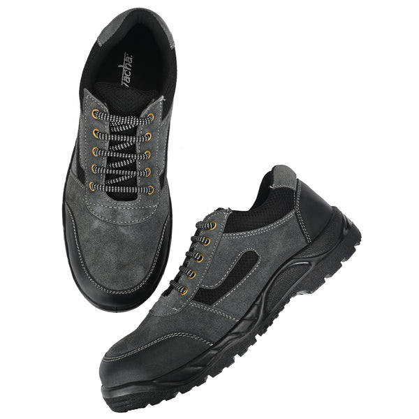 Kavacha Panther Grey Suede Leather Steel Toe Safety Shoe PU Sole (Sale@349)