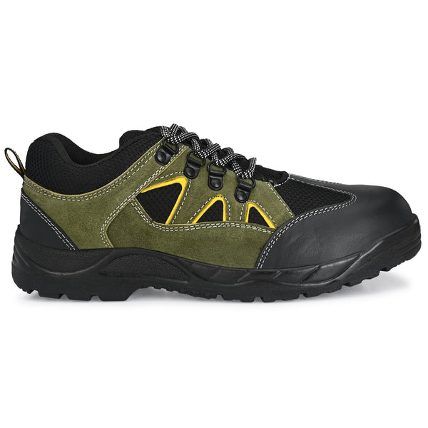 Kavacha Rhino Olive Steel Toe Genuine Leather Safety Shoe PU Sole (Sale@349)