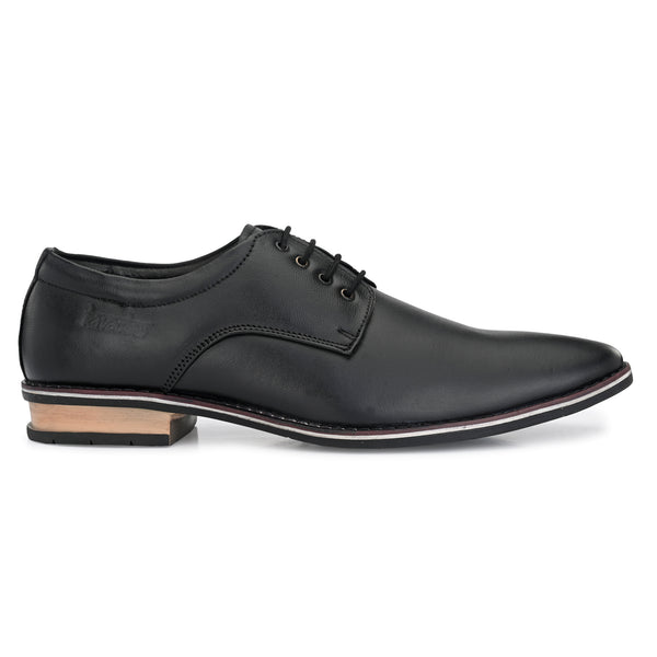 Kavacha Pure Leather, Italic designed Derby Formal Shoes For Men S827 (Black)