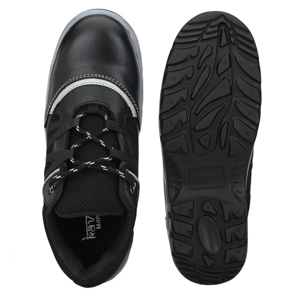 Kavacha Pure Leather Steel Toe Safety Shoe , S110 (Black)