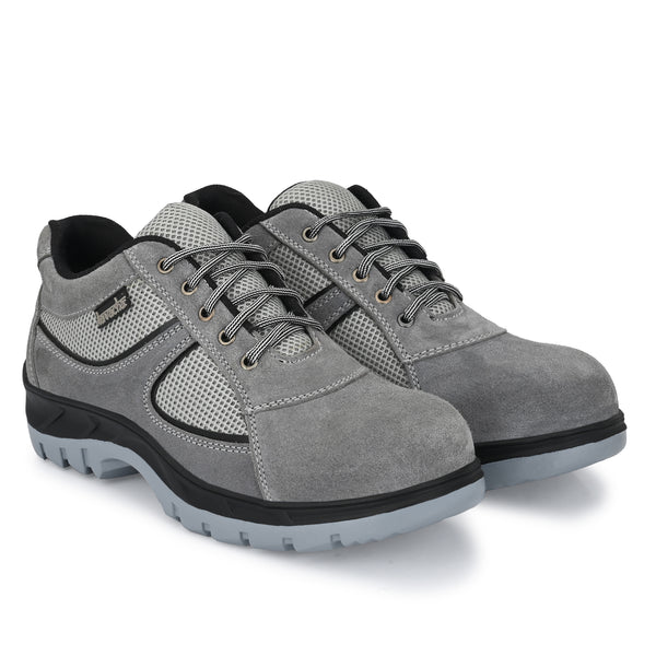 Kavacha Suede Leather Steel Toe Safety Shoe , S111 (Grey)