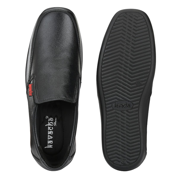 Kavacha Pure Leather Italic designed super comfortable (Memory Foam) formal shoe For Men SG903 (Black)