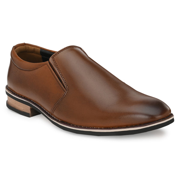 Kavacha Pure Leather , Italic designed formal Shoe , S821 Slip On Shoes For Men (Brown)