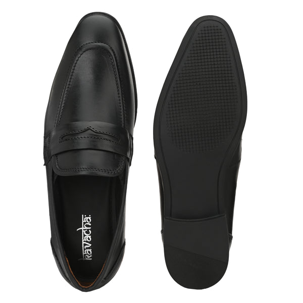 Kavacha Pure Leather , Italic designed formal Shoe , S823 Slip On Shoes For Men (Black)