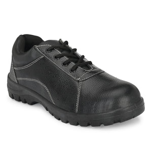 Kavacha Pure Leather Steel Toe Safety Shoe, S202 (Black) PU Sole