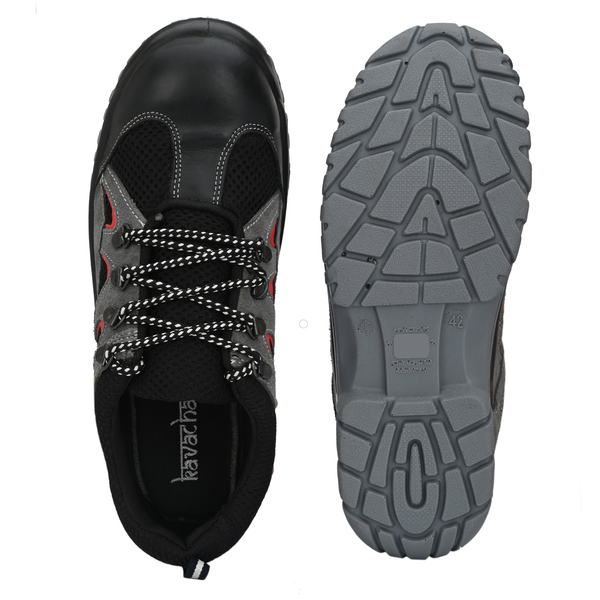 Kavacha Rhino Grey Steel Toe Genuine Leather Double Density PU Sole Safety Shoe