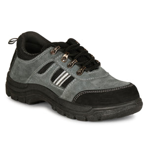 Kavacha Suede Leather Steel Toe Safety Shoe R 502 Grey PVC Sole (Sale@349)
