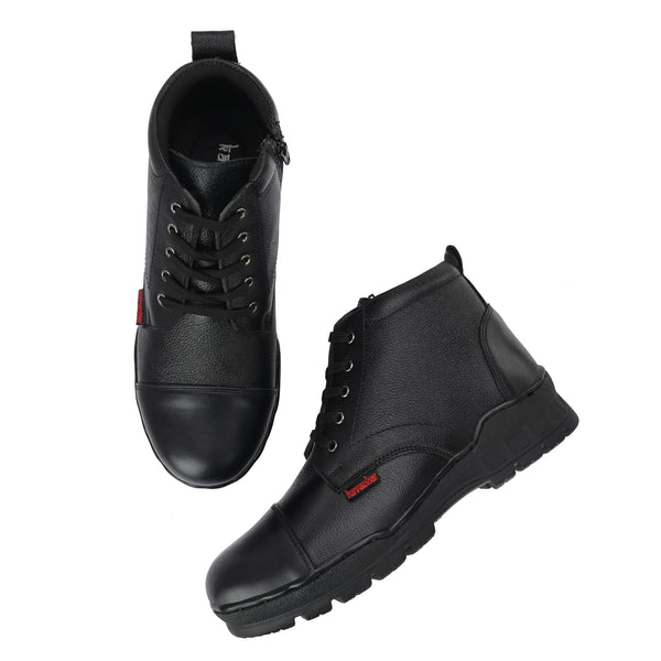 Kavacha Pure Leather Police Shoe SG 906 With Chain and Airmix Sole (Black)