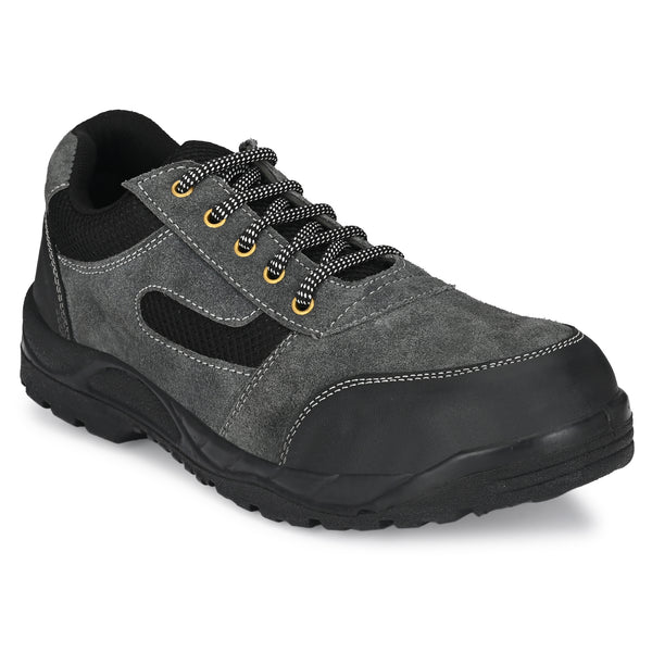 Kavacha Panther Grey Suede Leather Steel Toe Safety Shoe PU Sole (Sale@349)