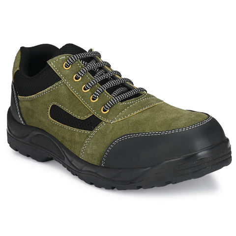 Kavacha Panther Olive Steel Toe Suede Leather Safety Shoe PU Sole (Sale@349)